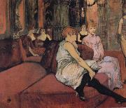 Henri De Toulouse-Lautrec At The Salon Rue des Moulins oil painting